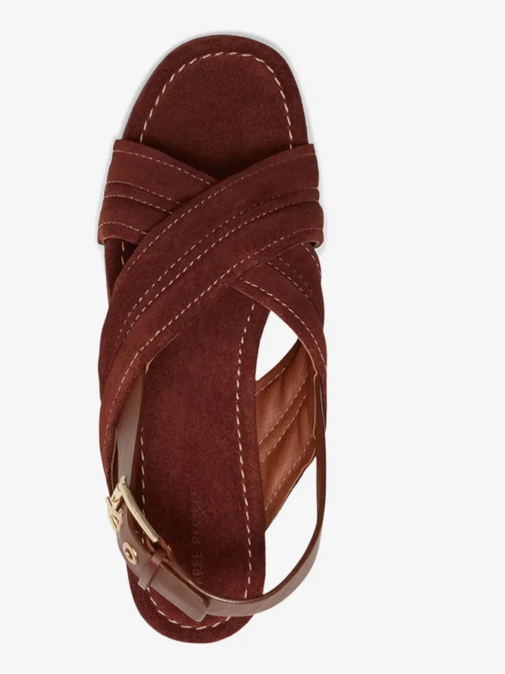 Platform Suede Crisscross Slingback Sandal - Burgundy